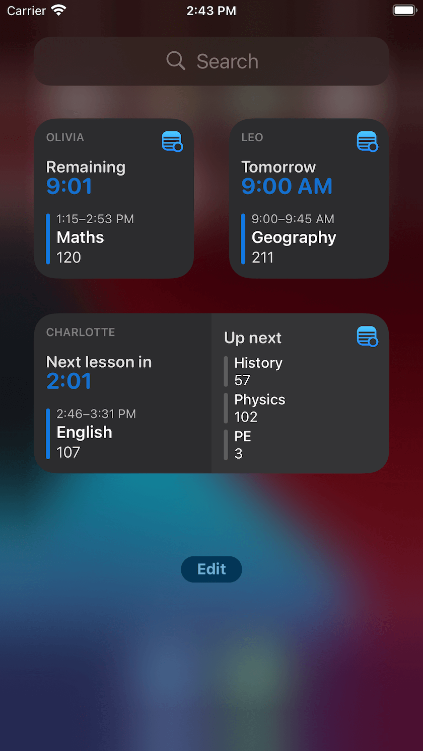 Timetable - Widget - iOS